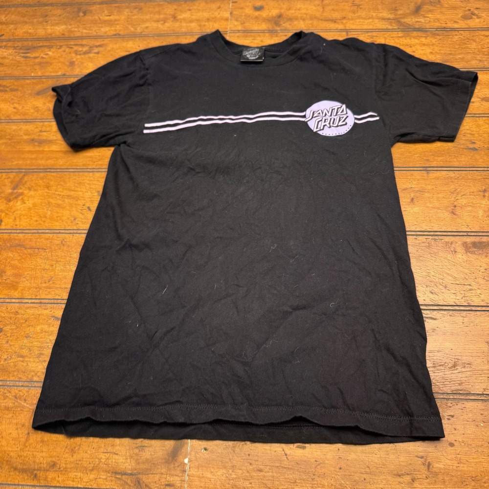 Santa Cruz Skateboards Mens Small Black Purple Dot Logo Graphic T-Shirt S Slv